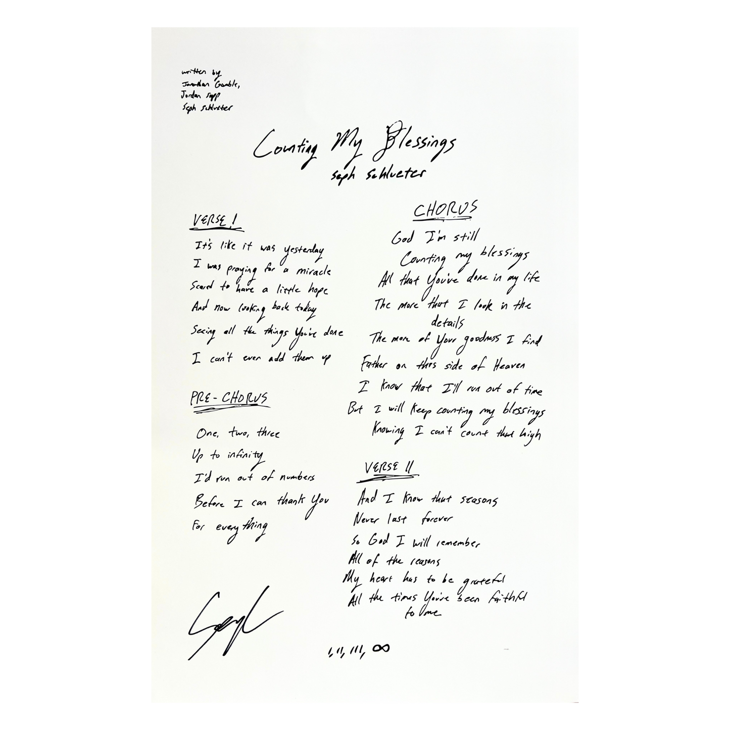 Counting My Blessings Lyric Sheet